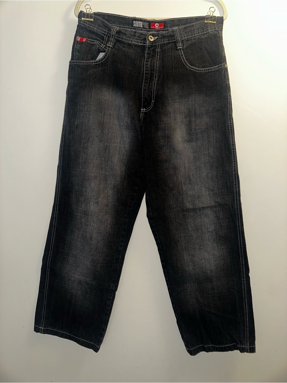 VTG South Pole Men's Black Washed Relaxed Jeans